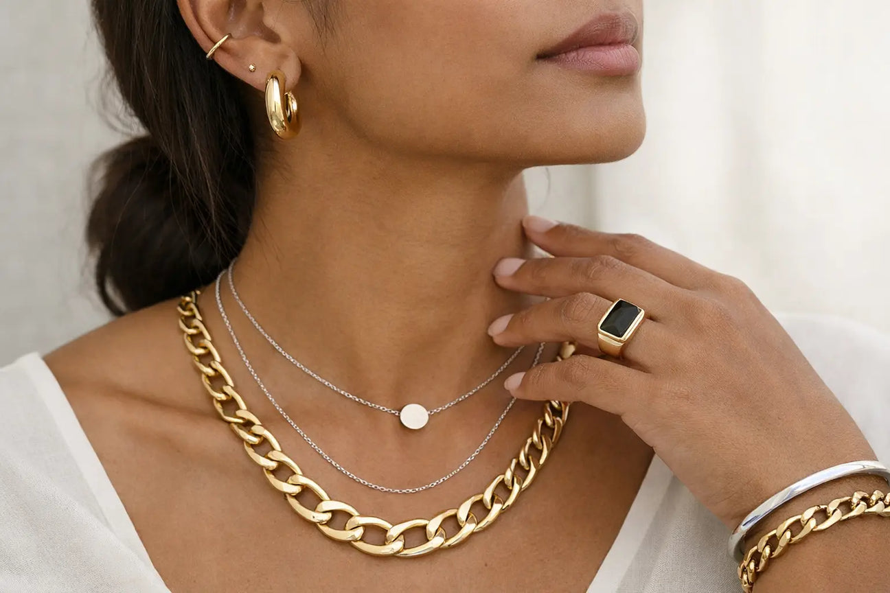 How to Mix Bold and Minimal Jewelry