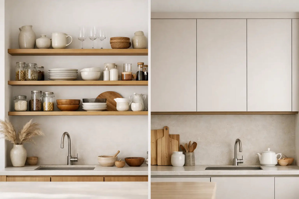 Open Shelving Versus Closed Cabinets at Home