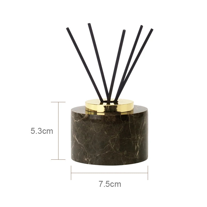 Emperador Dark Natural Marble Bathroom Accessories Luxury Soap Dispenser Soap Dish Reed Diffuser Bathroom Set