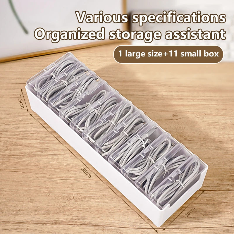 1Set Cable Storage Box Multifunctional Desk Organizer Bag Wire Charging Management Box Jewelry Storage Container for Home Office