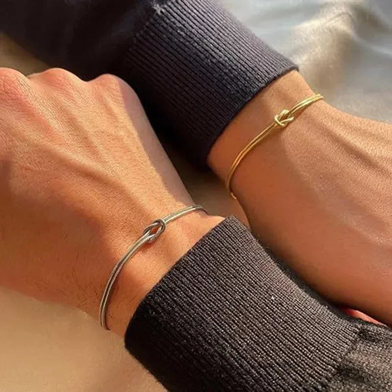 Stainless Steel Knot Snake Chain Handmade Knot Bracelet Gold Silver Color Valentine'S Day Jewelry Gifts
