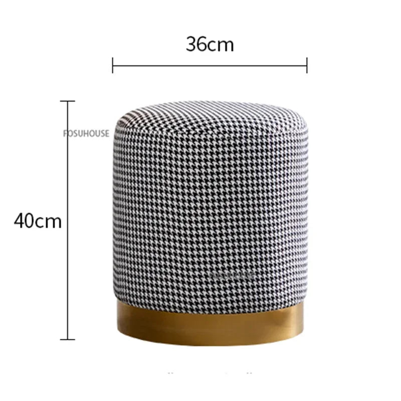 Nordic Lamb Wool Ottoman Living Room Furniture for Home Light Luxury Sofa Footstool Changing Shoe Stool Living Room round Stool