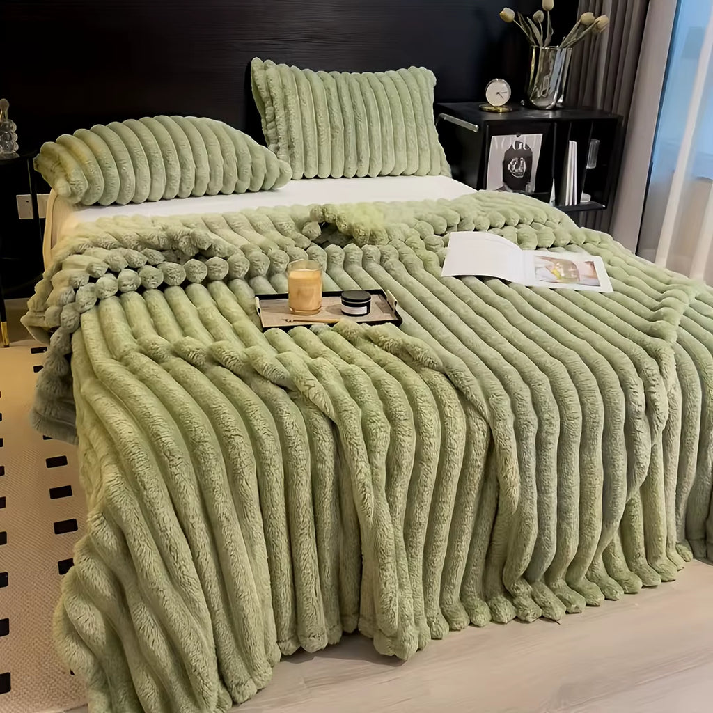 Thickened Wide Striped Flannel Multifunctional Blanket Soft Skin-Friendly Waterproof Bed Sheet Cover Sofa Throw Nap Blanket For