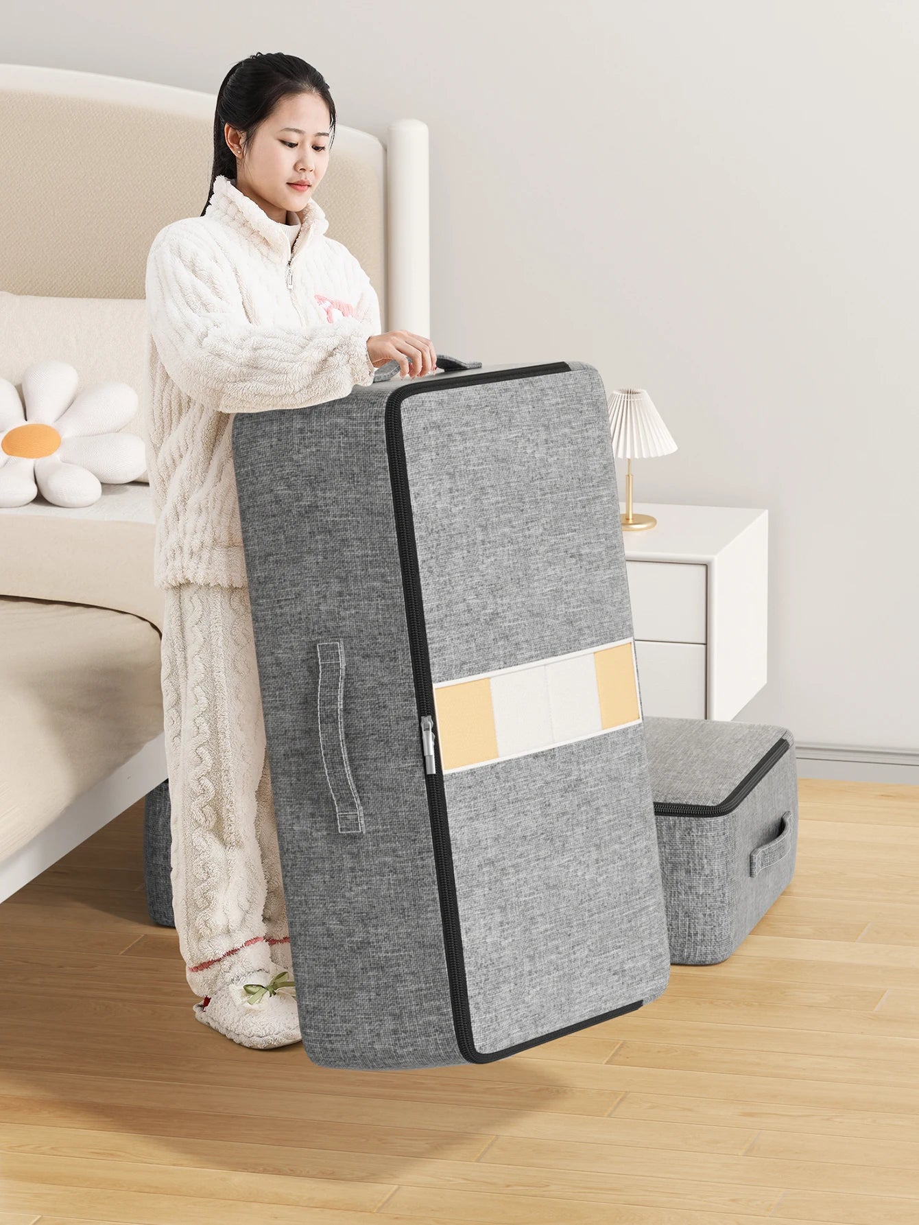 Extra-Large Capacity Underbed Clothing Storage Bag Quilt Blanket Storage Bag Foldable Pants Coat Storage Bag Wardrobe Organizer