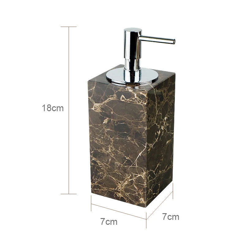 Emperador Dark Natural Marble Bathroom Accessories Luxury Soap Dispenser Soap Dish Reed Diffuser Bathroom Set