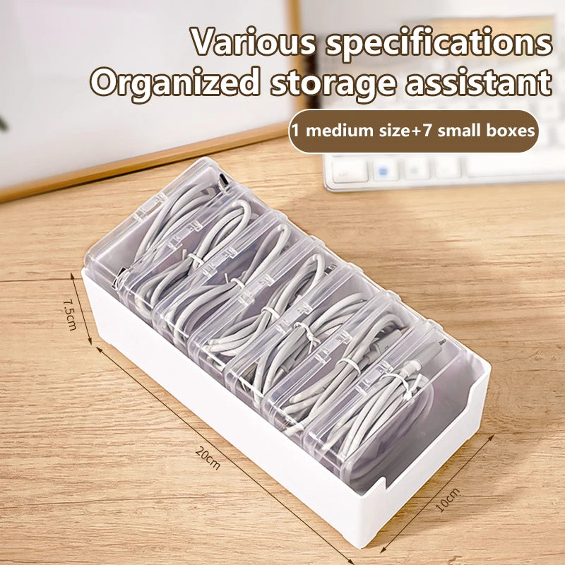 1Set Cable Storage Box Multifunctional Desk Organizer Bag Wire Charging Management Box Jewelry Storage Container for Home Office