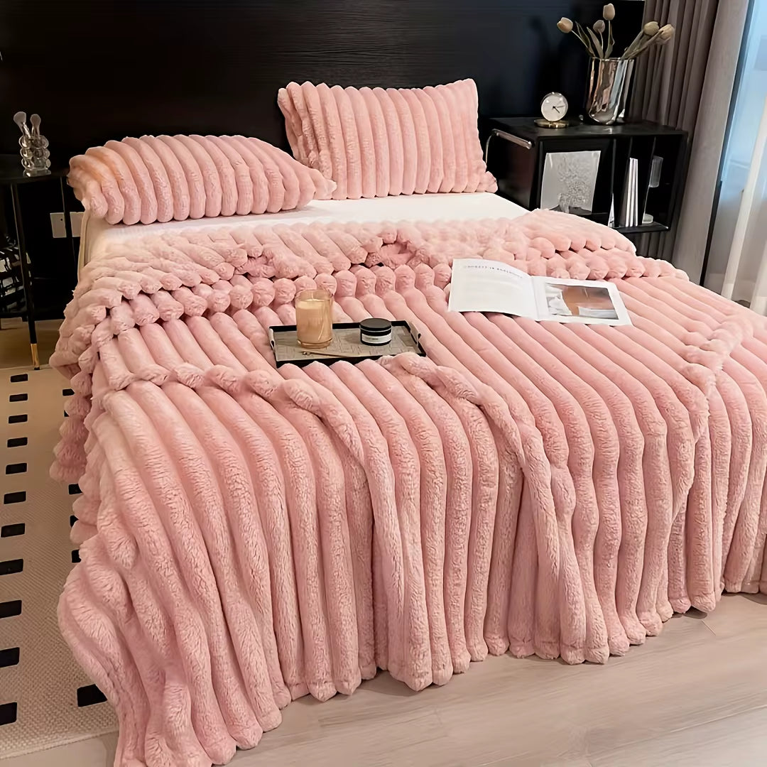 Thickened Wide Striped Flannel Multifunctional Blanket Soft Skin-Friendly Waterproof Bed Sheet Cover Sofa Throw Nap Blanket For