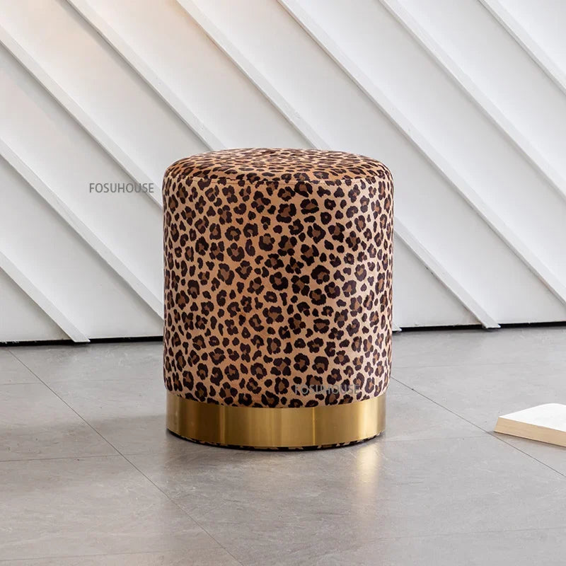 Nordic Lamb Wool Ottoman Living Room Furniture for Home Light Luxury Sofa Footstool Changing Shoe Stool Living Room round Stool
