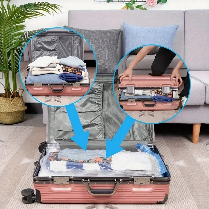 3/5/10PCS Vacuum Storage Bags for Clothes,Bedding,Space Saving Bags Storage Vacuum Seal Packet,Folding Compressed Organizer Bag