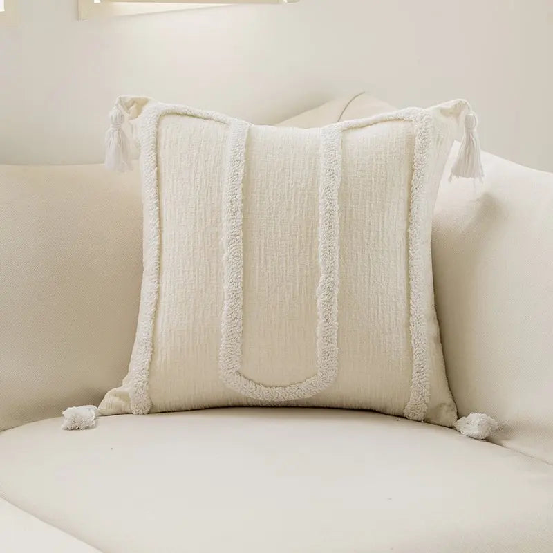 45X45 Boho Style Chenille Decorative Throw Pillow Cover Soft Geometric Lines Cushion Covers 3-Color Pillowcase Sofa Living Room