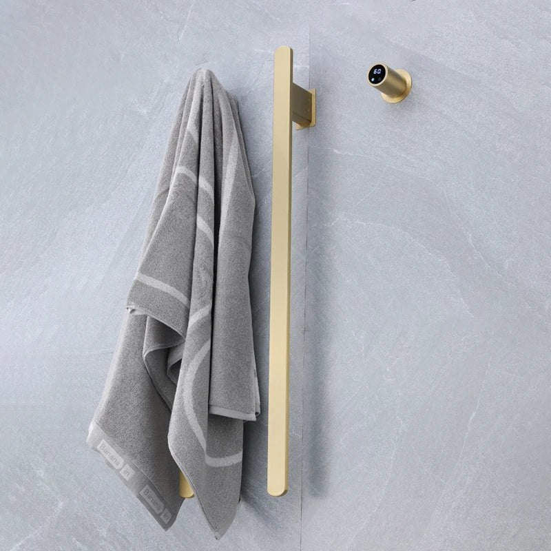 Gray Bathroom Towel Warmer Hidden Wires Electric Heated Towel Rail Temperature Time Control Bath Electric Towel Rack