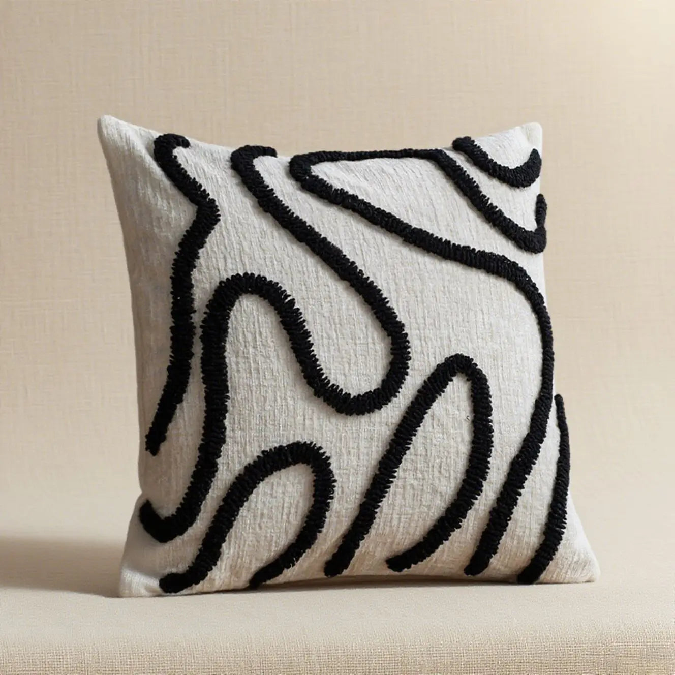 45X45 Boho Style Chenille Decorative Throw Pillow Cover Soft Geometric Lines Cushion Covers 3-Color Pillowcase Sofa Living Room