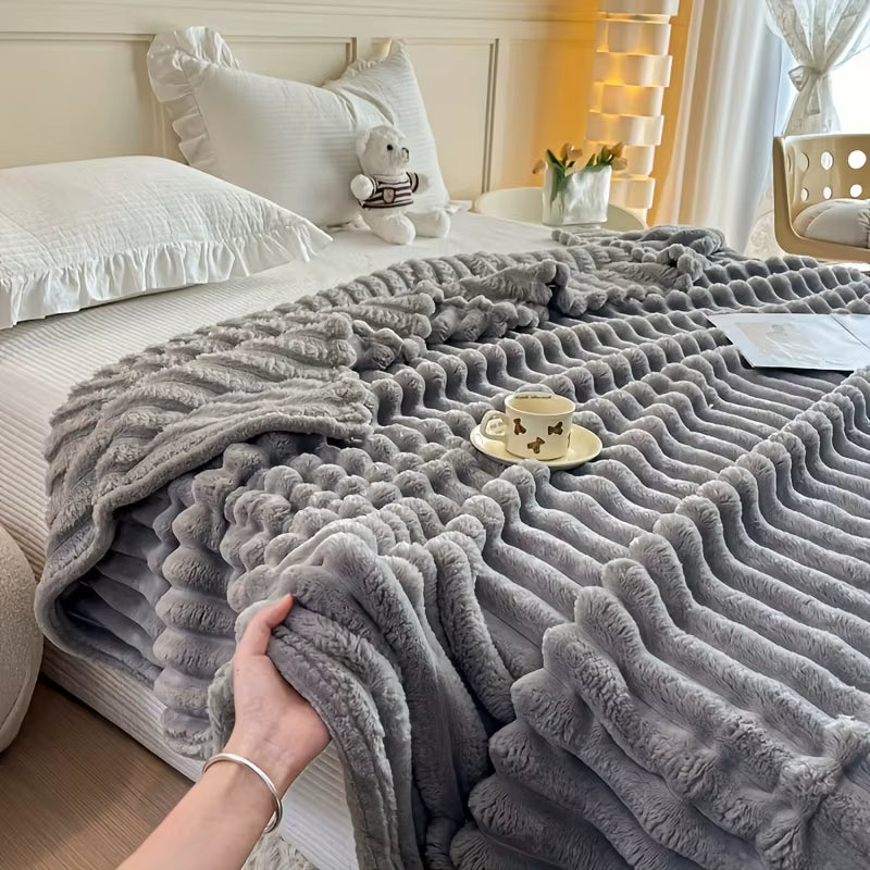 Thickened Wide Striped Flannel Multifunctional Blanket Soft Skin-Friendly Waterproof Bed Sheet Cover Sofa Throw Nap Blanket For