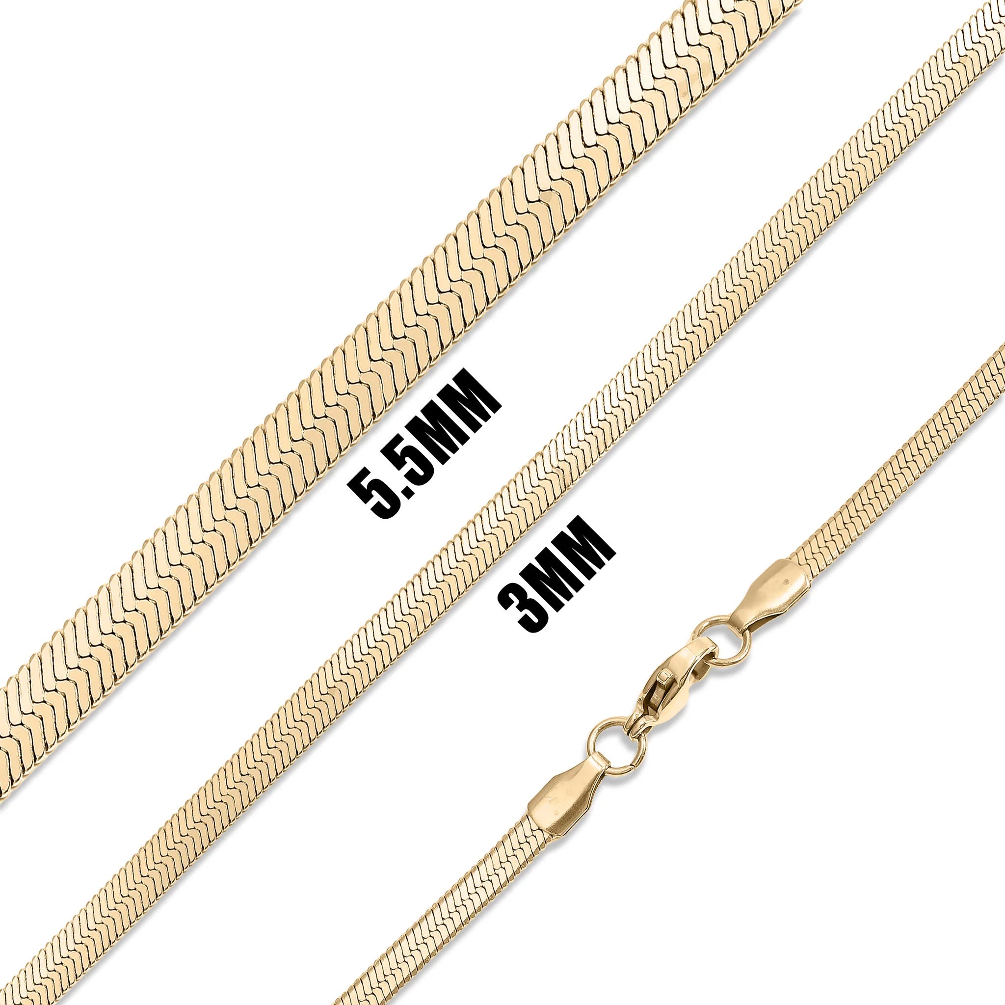 18K Gold PVD Stainless Steel Herringbone Chain Necklace / CHN9771