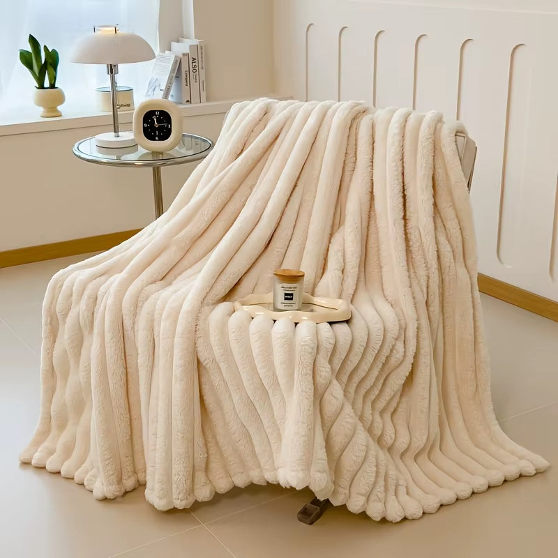 Thickened Wide Striped Flannel Multifunctional Blanket Soft Skin-Friendly Waterproof Bed Sheet Cover Sofa Throw Nap Blanket For