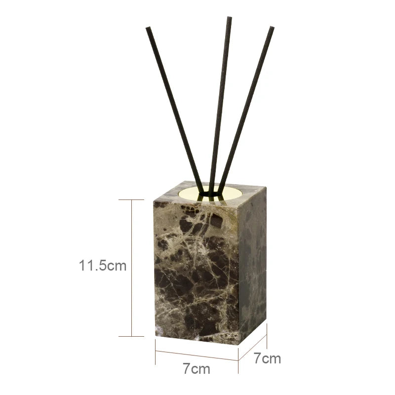 Emperador Dark Natural Marble Bathroom Accessories Luxury Soap Dispenser Soap Dish Reed Diffuser Bathroom Set