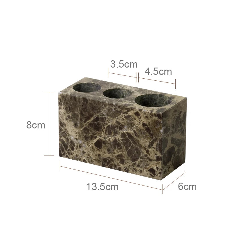Emperador Dark Natural Marble Bathroom Accessories Luxury Soap Dispenser Soap Dish Reed Diffuser Bathroom Set