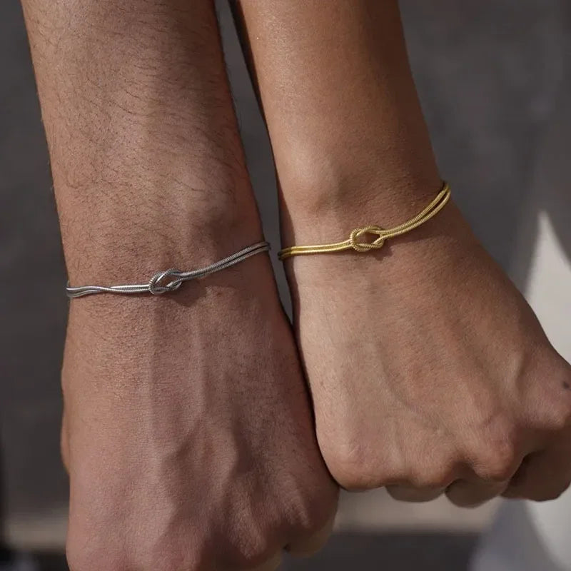 Stainless Steel Knot Snake Chain Handmade Knot Bracelet Gold Silver Color Valentine'S Day Jewelry Gifts