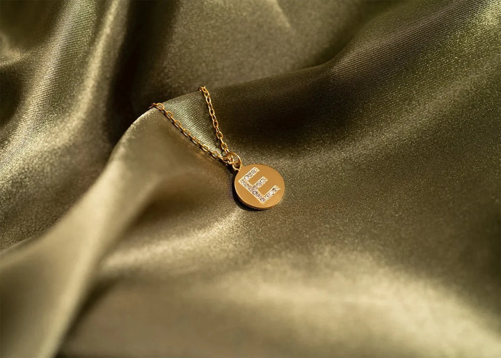 18K Gold PVD Stainless Steel Initial Pendant Necklace / SBB0283