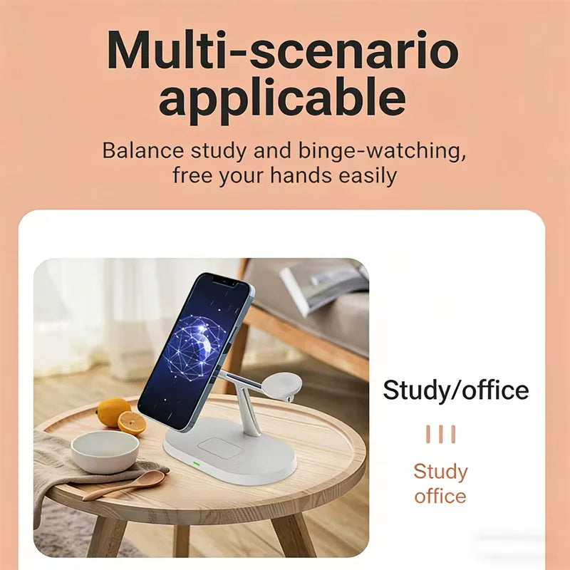 3 in 1 Magnetic Wireless Charger Stand for Magsafe Iphone 16/15/14/13/12 Apple Watch 8/7 & Airpods Pro Fast Charging Station