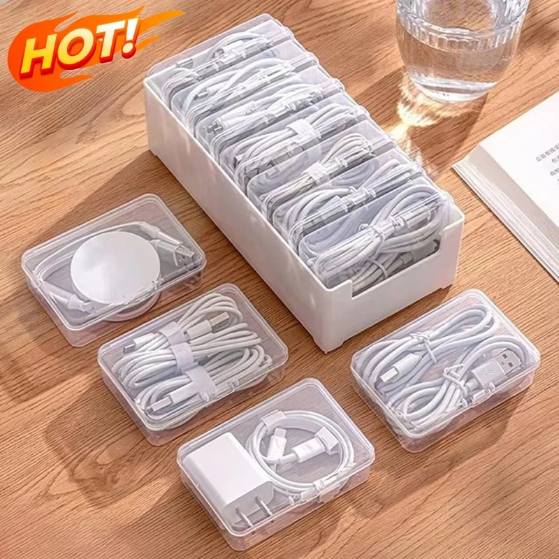 1Set Cable Storage Box Multifunctional Desk Organizer Bag Wire Charging Management Box Jewelry Storage Container for Home Office