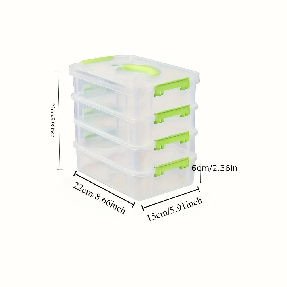 4-Layer Transparent Plastic Storage Box Cover Partitioned Drawer Storage Box Building Block Storage Box Portable Storage Box