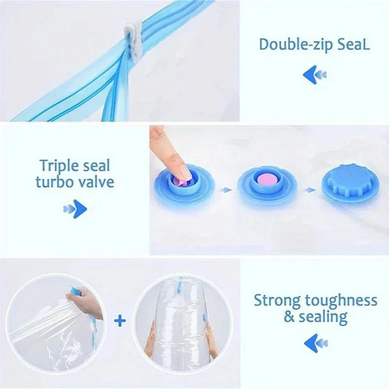 3/5/10PCS Vacuum Storage Bags for Clothes,Bedding,Space Saving Bags Storage Vacuum Seal Packet,Folding Compressed Organizer Bag