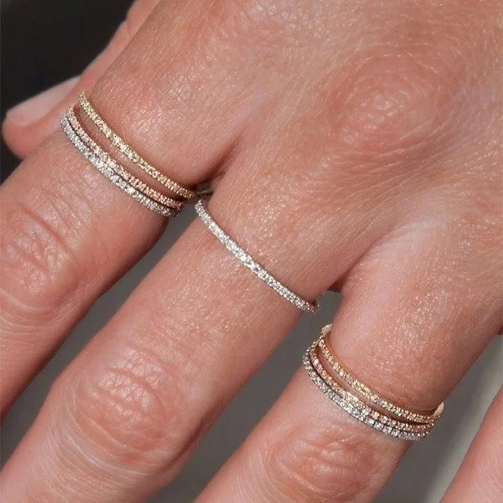 Delicate Micro Pave Zircon Rings for Women Trendy Chic Crystal Daily Dating Women'S Stackable Tiny Ring Fashion Jewelry R133