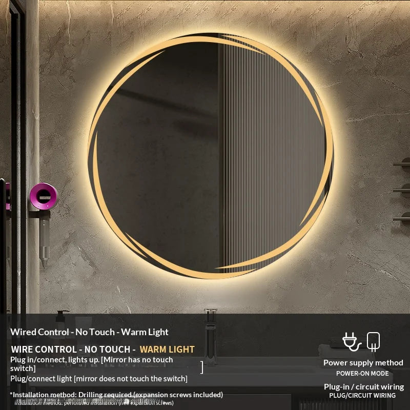 Bathroom Mirror, 60Cm Circular Smart LED Mirror, anti Fog Backlit Circular Mirror, Modern Bedroom Vanity Mirror, Bathroom Mirror