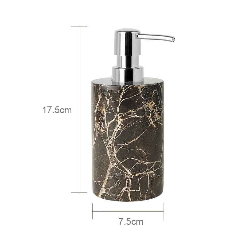 Emperador Dark Natural Marble Bathroom Accessories Luxury Soap Dispenser Soap Dish Reed Diffuser Bathroom Set