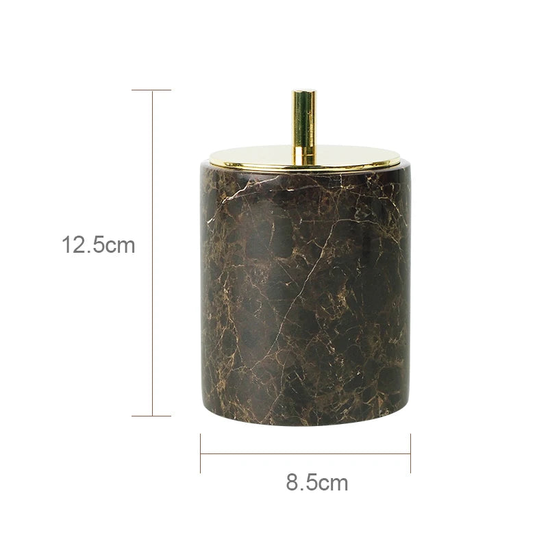 Emperador Dark Natural Marble Bathroom Accessories Luxury Soap Dispenser Soap Dish Reed Diffuser Bathroom Set
