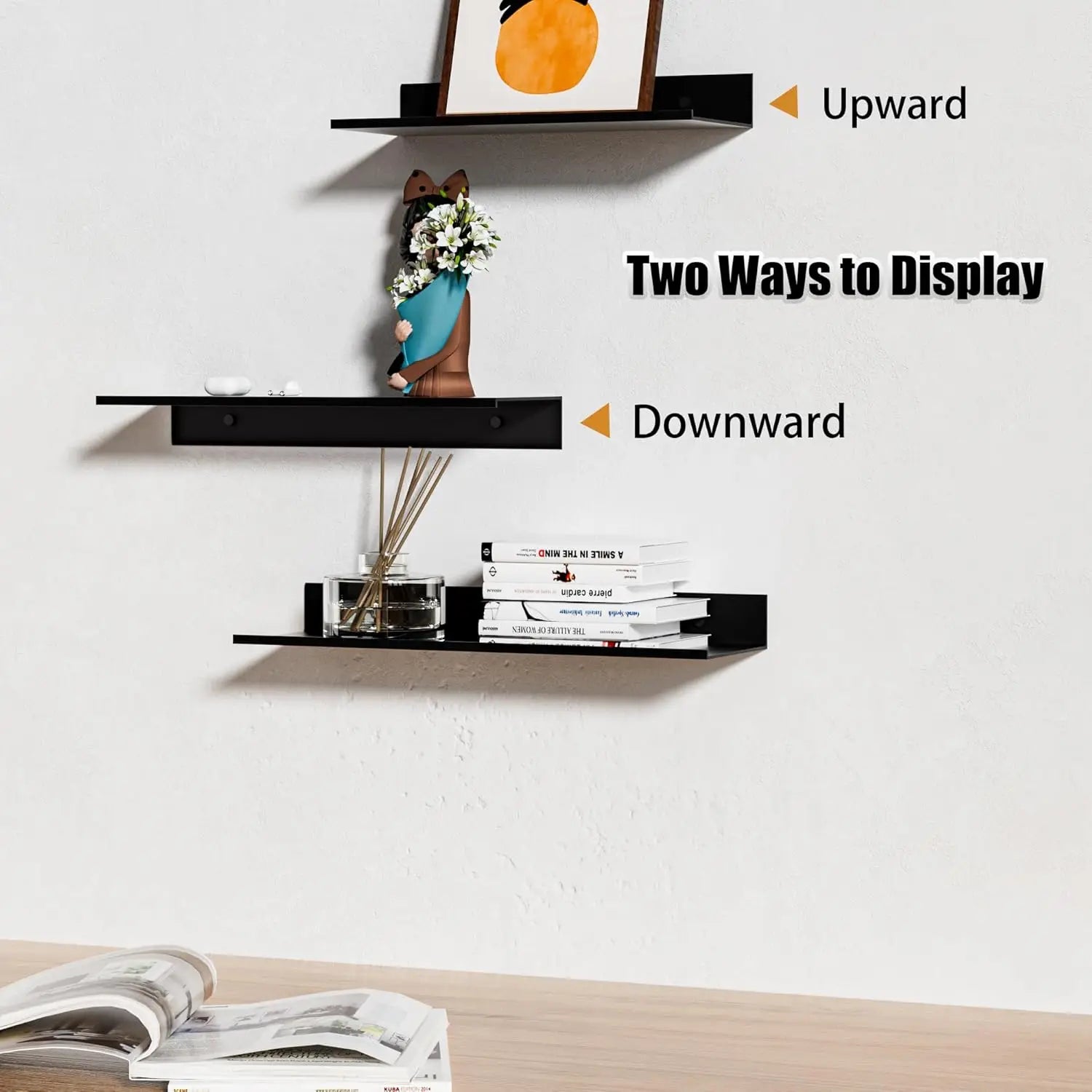 Metal Wall Shelf Bookshelf Wall Shelf Bathroom Shelf Drilling Book Shelf Wall Shelve for Entrance Living Room Bedroom Kitchen