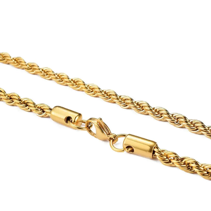 2-6MM Gold Color Twisted Rope Chain Necklace Stainless Steel Never Fade Waterproof Choker for Men Women Fashion Jewelry