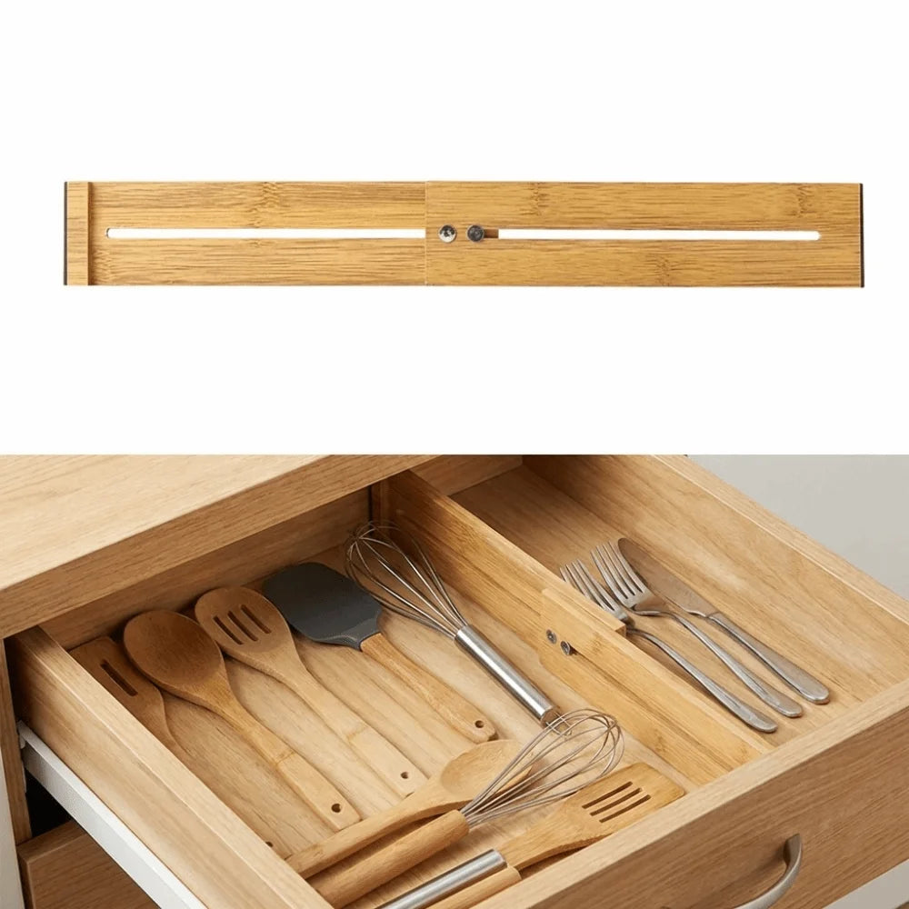 Bamboo Retractable Drawer Dividers Creative Secure Fit Adjustable Partition Board DIY Eco-Friendly Expandable Drawer Separators