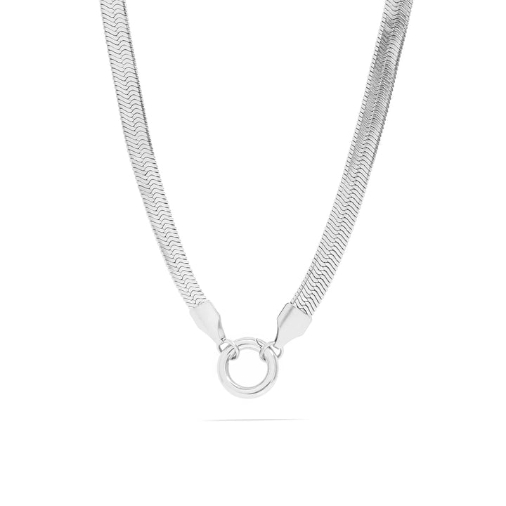 18K Gold PVD Stainless Steel Herringbone Charm Holder Necklace / CHN0101