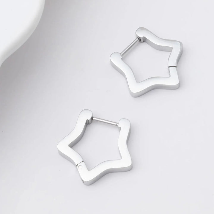 18K Gold PVD Stainless Steel Star Huggie Earrings / ERJ0009