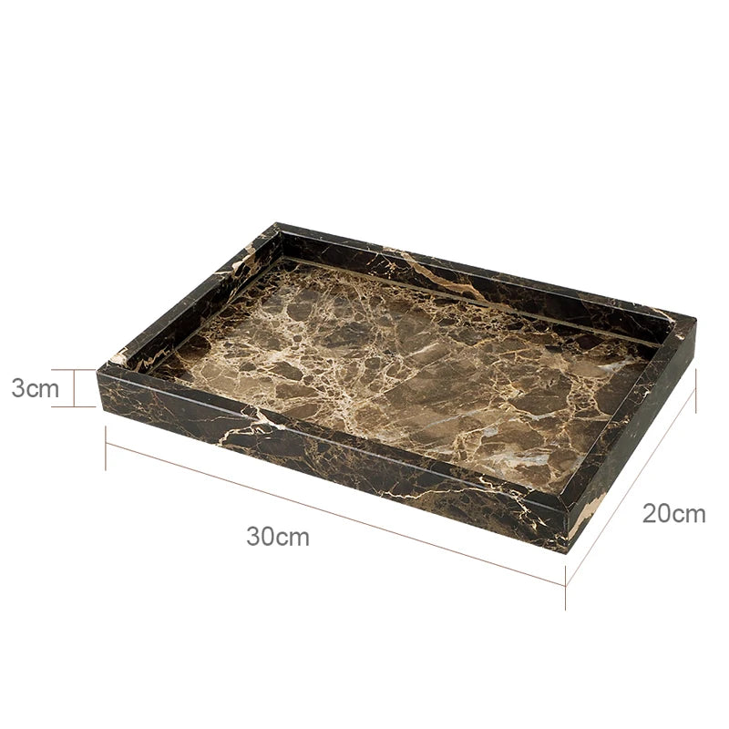 Emperador Dark Natural Marble Bathroom Accessories Luxury Soap Dispenser Soap Dish Reed Diffuser Bathroom Set