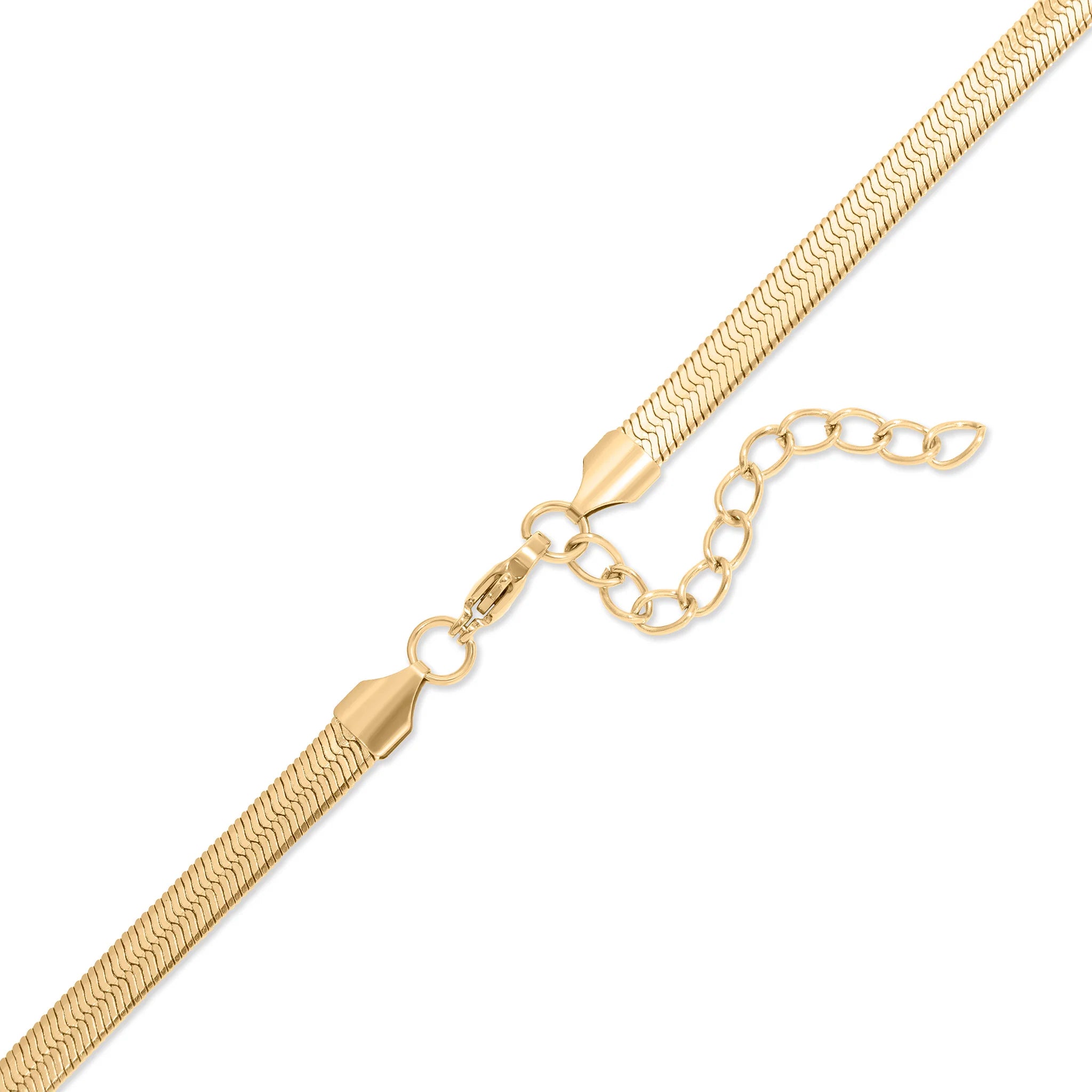 18K Gold PVD Stainless Steel Herringbone Charm Holder Necklace / CHN0101