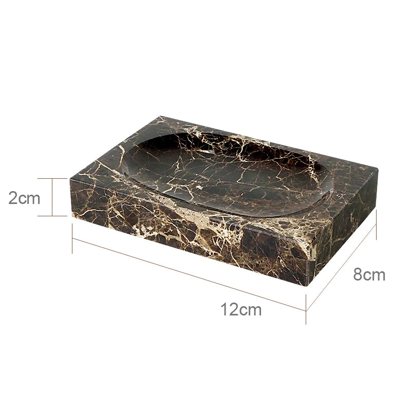 Emperador Dark Natural Marble Bathroom Accessories Luxury Soap Dispenser Soap Dish Reed Diffuser Bathroom Set