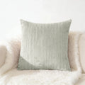 Soft sage green corduroy square pillow for cozy living room or bedroom decor
