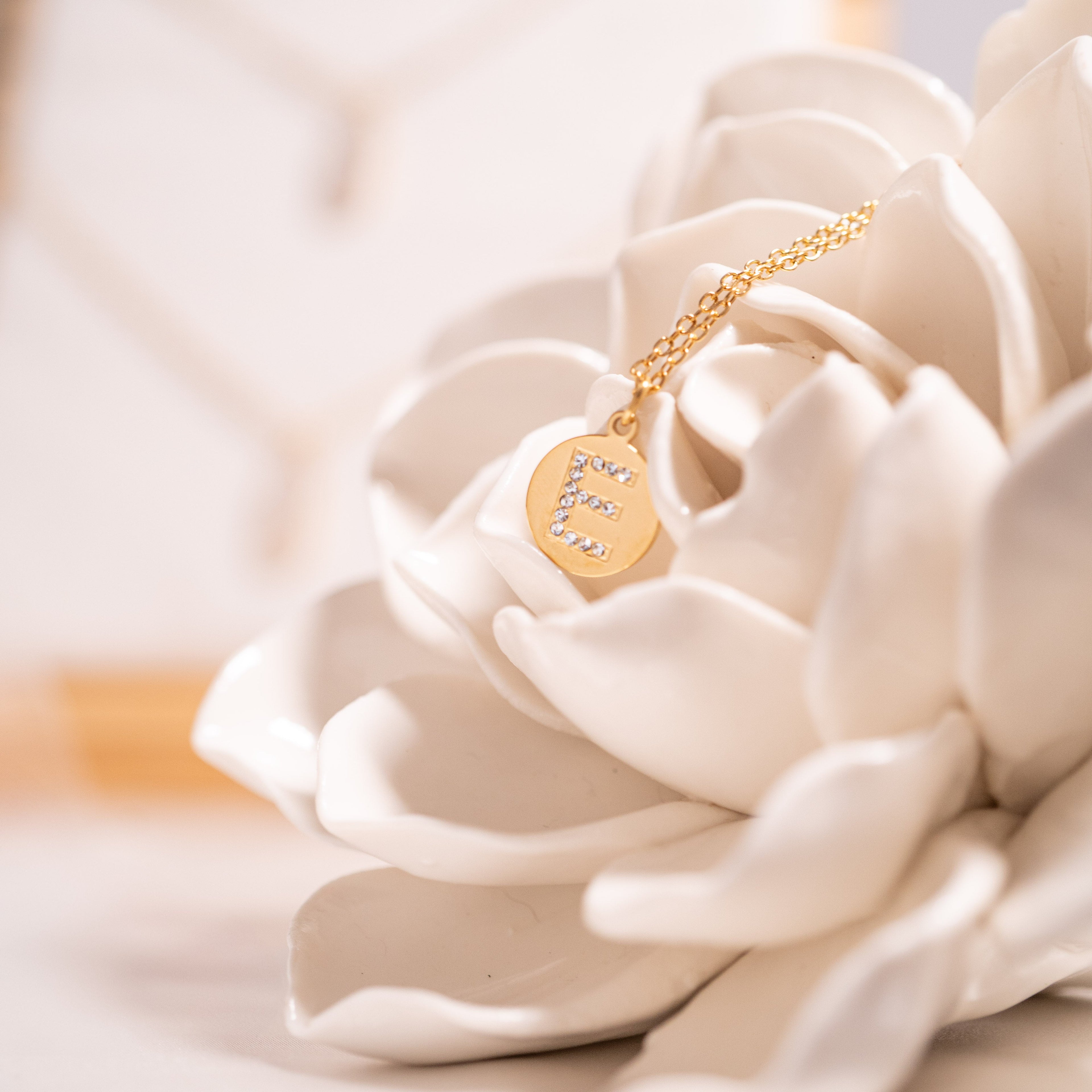 18K Gold PVD Stainless Steel Initial Pendant Necklace / SBB0283