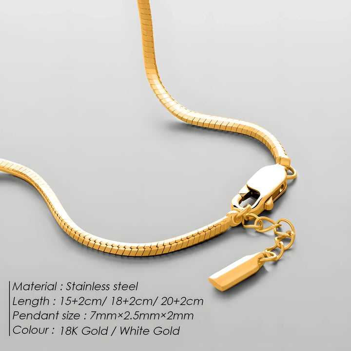 Emanco snake bracelet, stainless steel, 18K gold color, minimal style, adjustable clasp shown