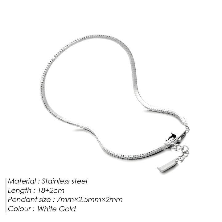 Emanco Snake Bracelet, stainless steel, white gold color, minimal chain style jewelry