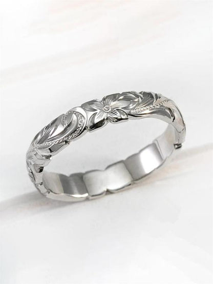 Exquisite Floral Engraved Ring