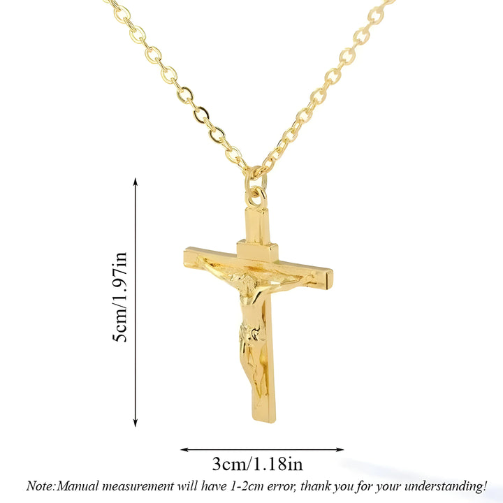Gold crucifix pendant necklace, 5cm, minimal design, high-quality material, everyday wear