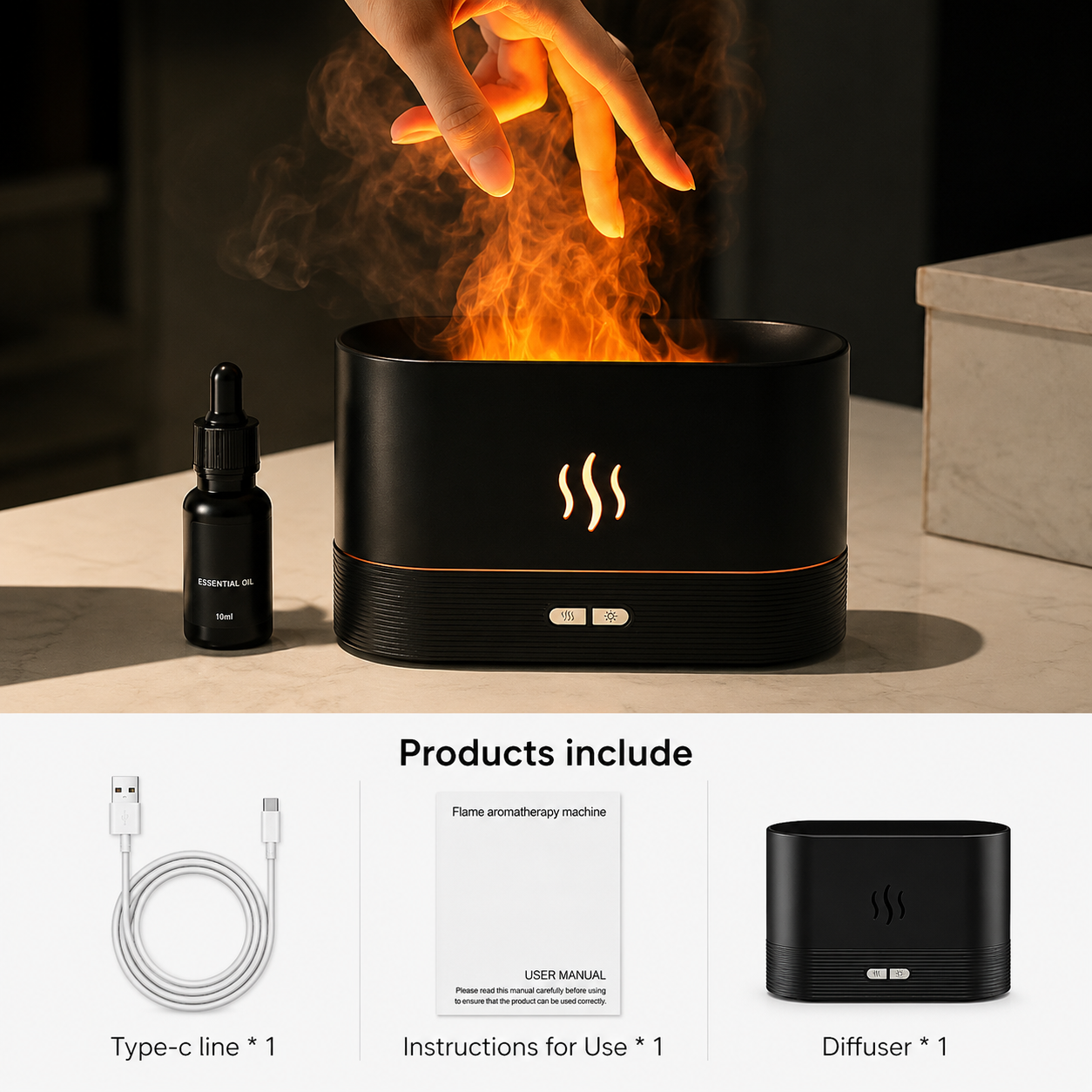FlameAura™ Ultrasonic Aroma Diffuser