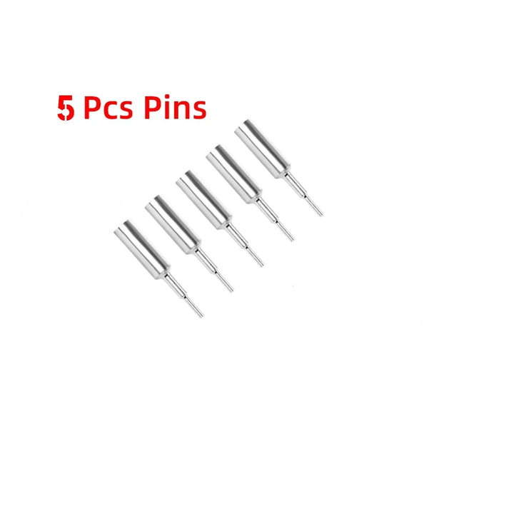 Silver stainless steel band strap link pin remover tool set for jewelry, minimal style, 5 pieces.