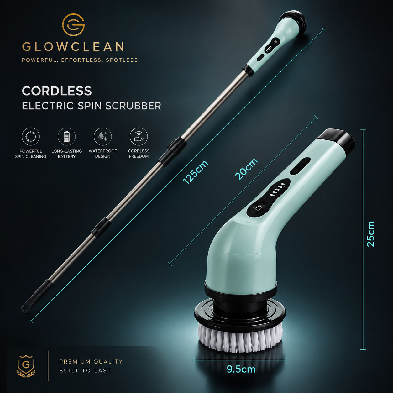 GlowClean Cordless Electric Spin Scrubber