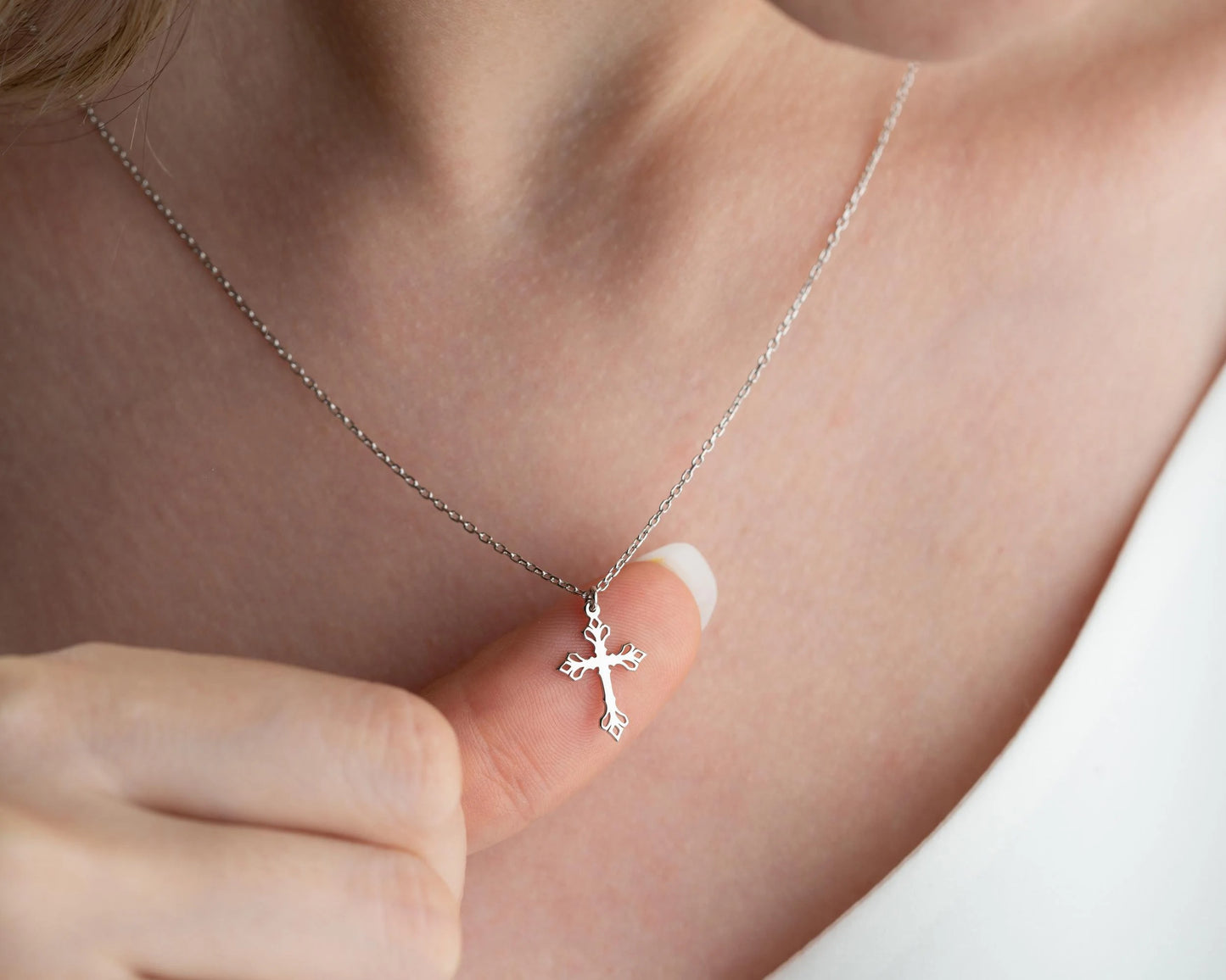 Grace & Glow Cross Necklace – Faith Wrapped in Pure Elegance
