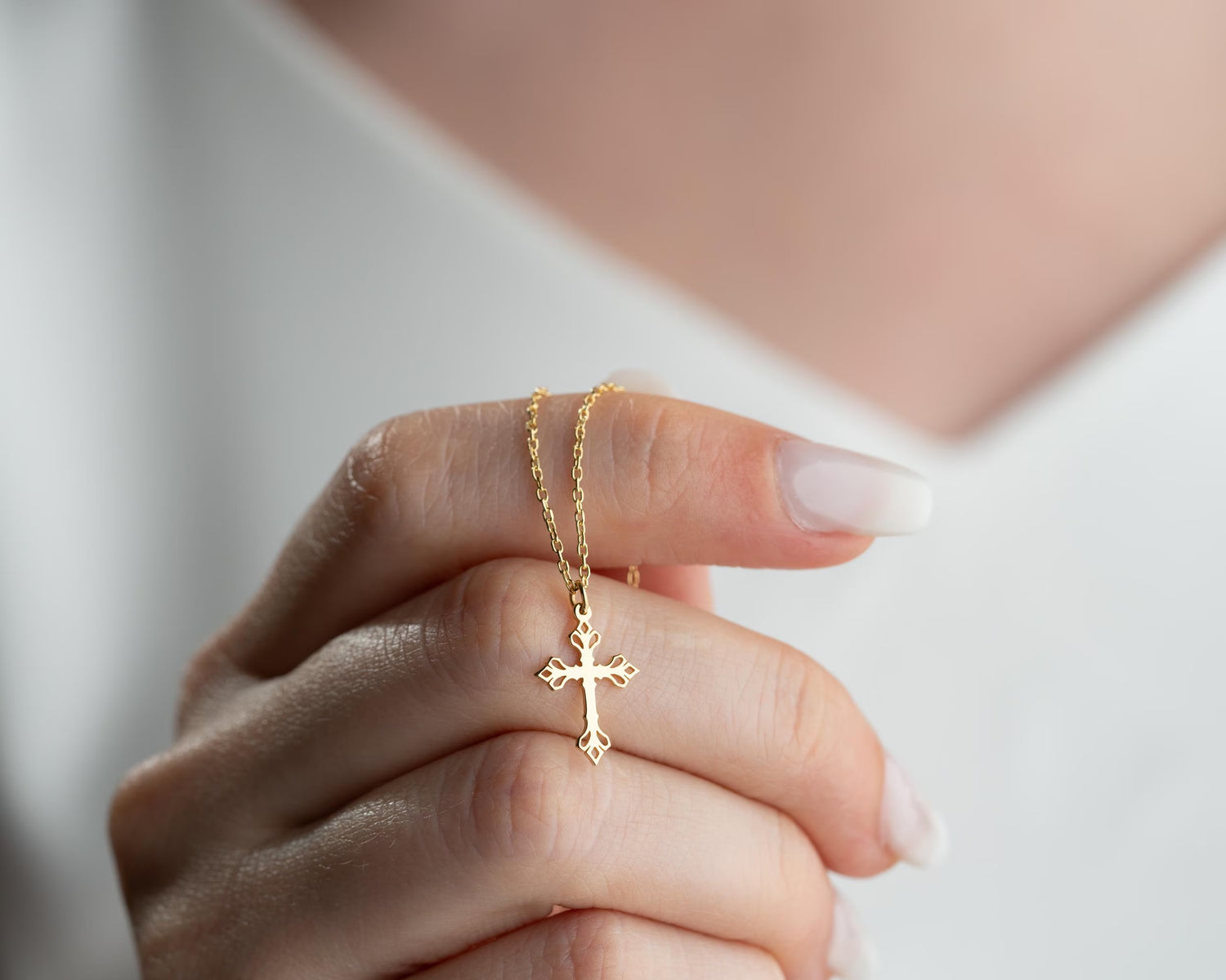 Grace & Glow Cross Necklace – Faith Wrapped in Pure Elegance